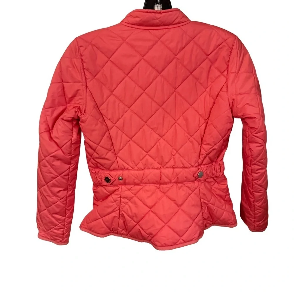 Ralph Lauren Girls Quilted Jacket Pink Zip Up Snap Collar Sz 8-10
